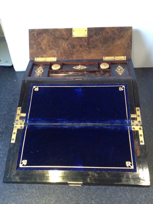 VICTORIAN WALNUT BRASS BOUND WREITING SLOPE  View II