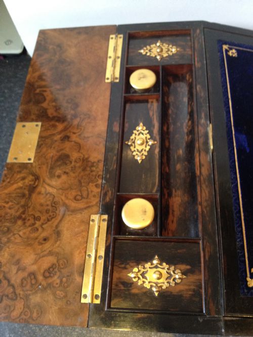 VICTORIAN WALNUT BRASS BOUND WREITING SLOPE  View III