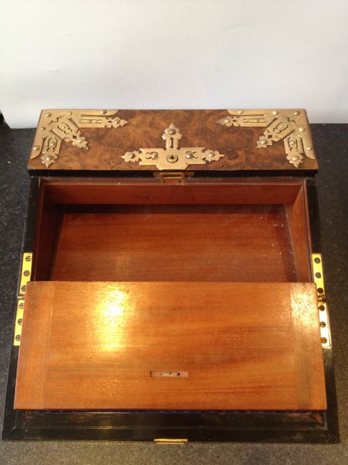 VICTORIAN WALNUT BRASS BOUND WREITING SLOPE  View IV
