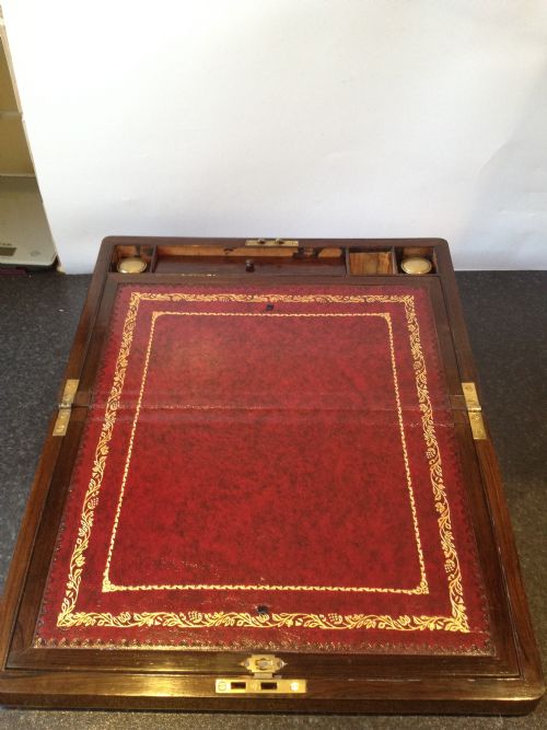 VICTORIAN BRASS BOUND ROSEWOOD WRITING SLOPE View II
