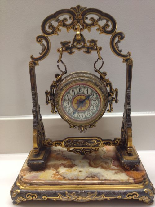 Rare Chinese Themed Ormolu/marble Hanging Clock