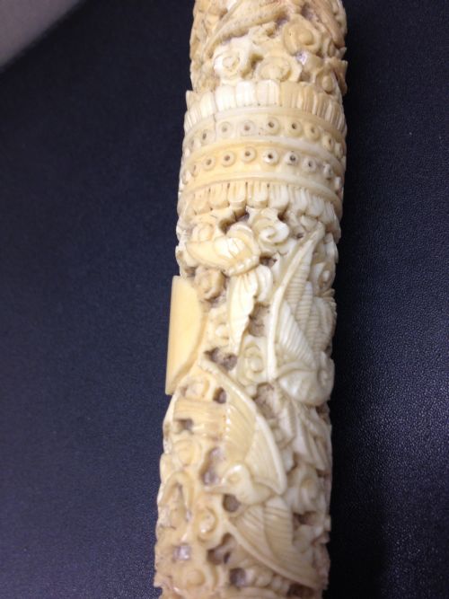 CHINESE CANTONESE CARVED IVORY BODKIN CASE View V