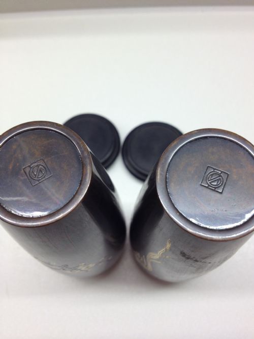 SUPERB PAIR OF JAPANESE INLAID BRONZE VASES MEIJI PERIOD 1868-1912 View IV