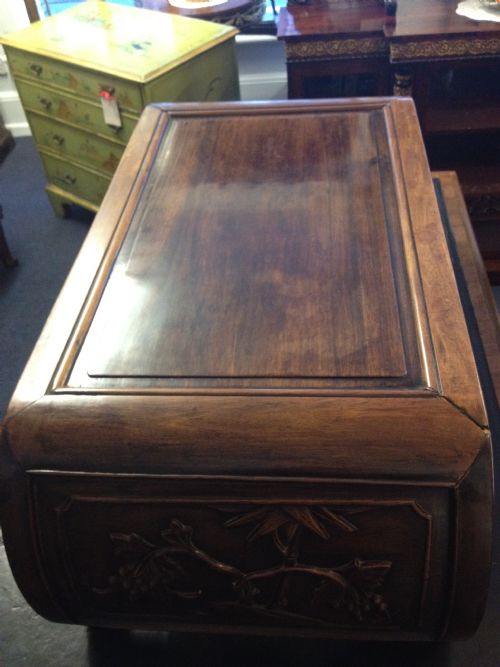 LARGE CHINESE PADOUK HARDWOOD OPIUM COFFEE TABLE View IV