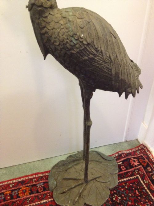 LIFESIZE JAPANESE BRONZE CRANE LAMP MEIJI PERIOD 1868-1912 View IV