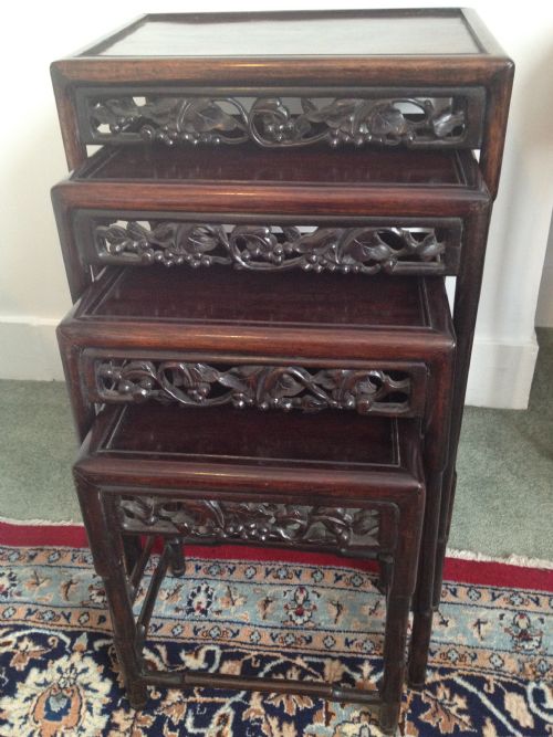 Chinese Hardwood Padouk Quartetto Nest of Tables