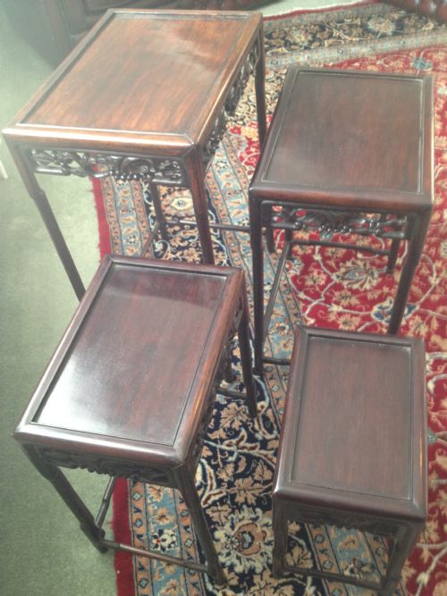 CHINESE HARDWOOD PADOUK QUARTETTO NEST OF TABLES View V