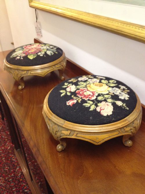 Pair of Victorian Walnut Foot Stools