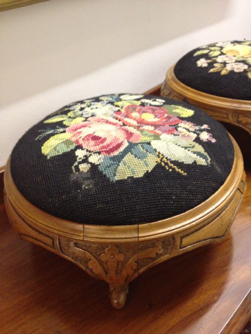 PAIR OF VICTORIAN WALNUT FOOT STOOLS View IV