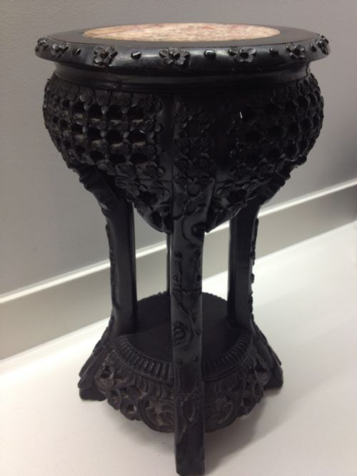 Unusual Chinese Hardwood Vase/plant Stand