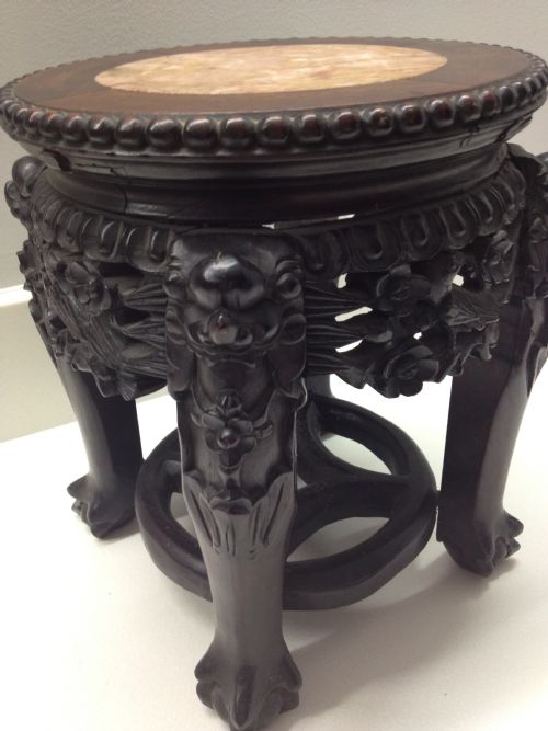 Small Chinese Padouk Vase or Plant Stand