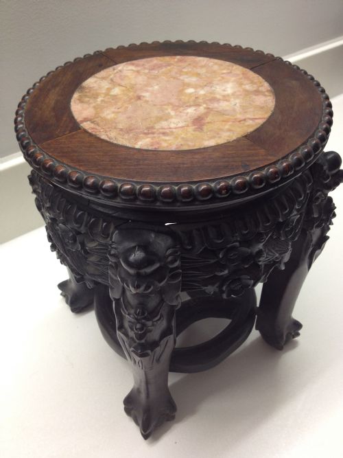 fig 1. SMALL CHINESE PADOUK VASE OR PLANT STAND