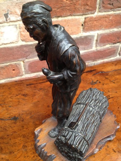 FABULOUS JAPANESE MEIJI BRONZE OKIMONO WOODCUTTER 1868-1912 View II