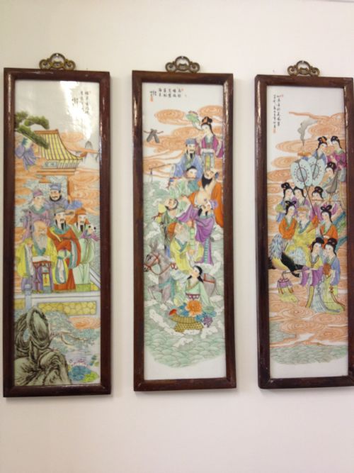 Set of Three Chinese Painted Porcelain Panels