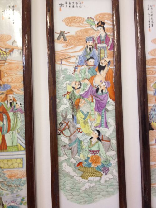 SET OF THREE CHINESE PAINTED PORCELAIN PANELS View III