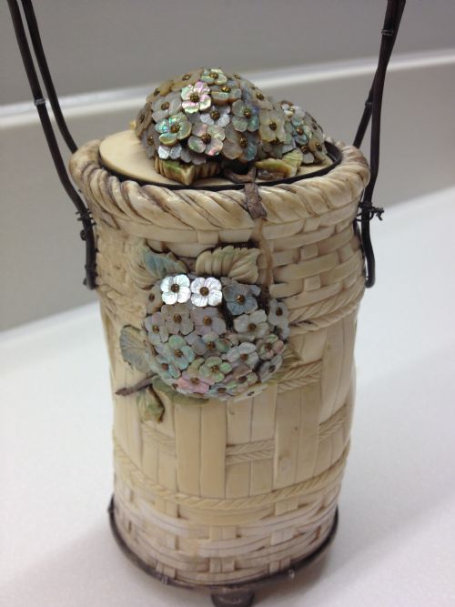 fig 1. STUNNING JAPANESE IVORY AND SILVER SHIBAYAMA BASKET