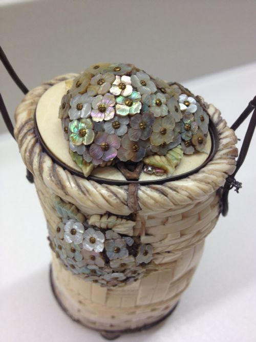 fig 2. STUNNING JAPANESE IVORY AND SILVER SHIBAYAMA BASKET