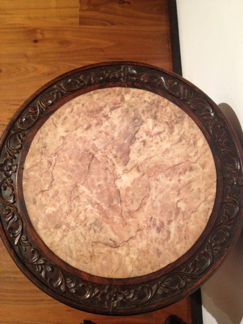 GREAT PAIR OF CHINESE HARDWOOD MARBLE TOPPED JARDINIERE STANDS View V