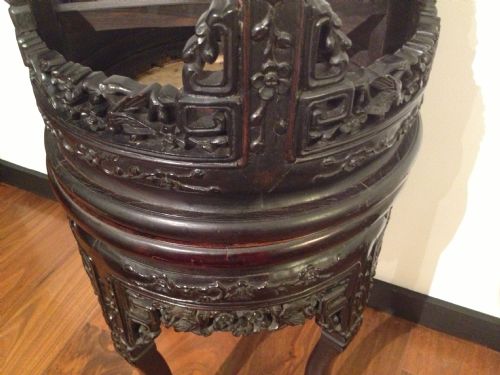 GREAT PAIR OF CHINESE HARDWOOD MARBLE TOPPED JARDINIERE STANDS View IX