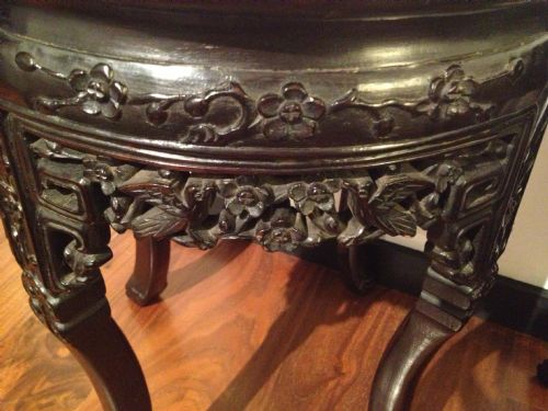 GREAT PAIR OF CHINESE HARDWOOD MARBLE TOPPED JARDINIERE STANDS View VIII