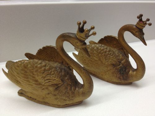 Superb Pair of Austrian Cold Painted Bronze Swans
