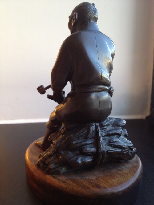 fig 2. TWO JAPANESE BRONZE OKIMONO ON WOODEN BASES MEIJI 1868-1912