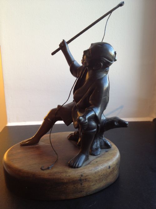 TWO JAPANESE BRONZE OKIMONO ON WOODEN BASES MEIJI 1868-1912 View IX