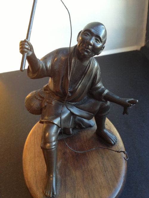 TWO JAPANESE BRONZE OKIMONO ON WOODEN BASES MEIJI 1868-1912 View XIII