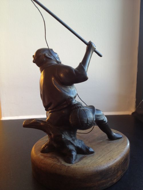 TWO JAPANESE BRONZE OKIMONO ON WOODEN BASES MEIJI 1868-1912 View XI