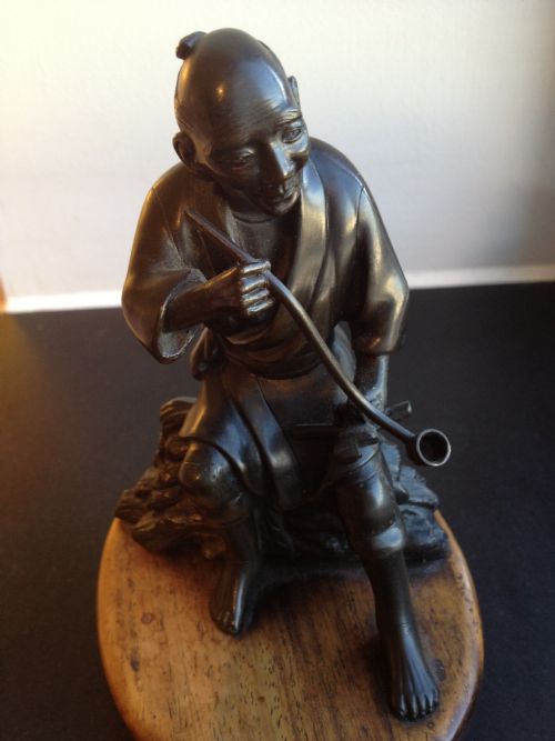 TWO JAPANESE BRONZE OKIMONO ON WOODEN BASES MEIJI 1868-1912 View VII