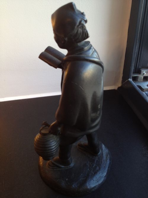 SUPERB JAPANESE BRONZE OKIMONO NIGHT WATCHMAN SIGNED MEIJI 1868-1912 View IV