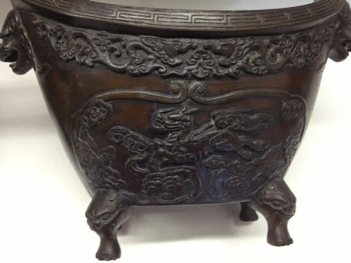 GREAT PAIR OF 19TH C JAPANESE BRONZE KOROS WITH COVERS- MEIJI View III