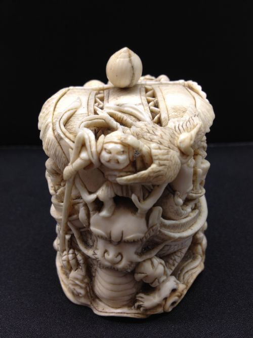 Magnificent Japanese Ivory Okimono Dragon Boat Meiji Period 1868-1912