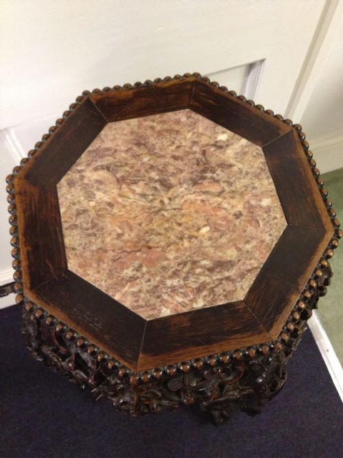 LARGE CHINESE HARDWOOD MARBLE TOPPED PLANT STAND View III