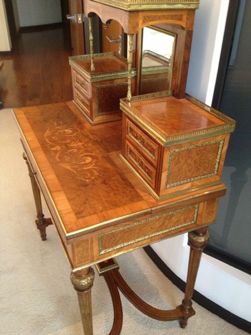 fig 2. SUPERB AMBOYNA & MARQUETRY INLAID BONHEUR DU JOUR-WRITING DESK 