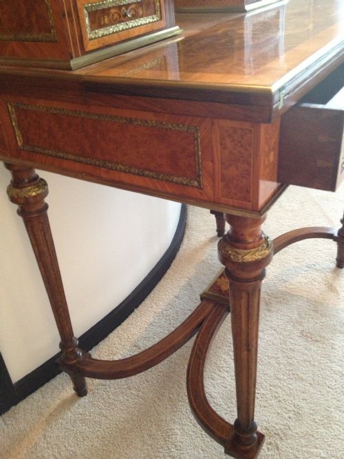 SUPERB AMBOYNA & MARQUETRY INLAID BONHEUR DU JOUR-WRITING DESK  View VI