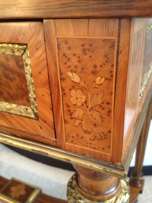 SUPERB AMBOYNA & MARQUETRY INLAID BONHEUR DU JOUR-WRITING DESK  View XI