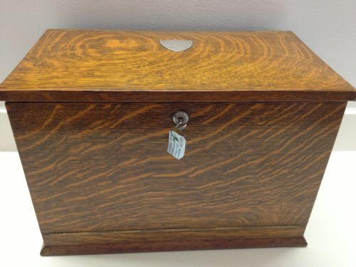 Large Victorian Tiger Oak Travelling Desk/writing Slope