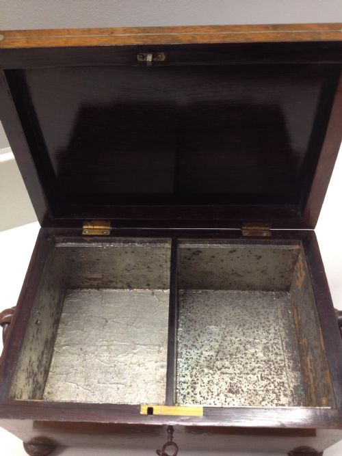 REGENCY ROSEWOOD INLAID MOTHER OF PEARL TEA CADDY View VII