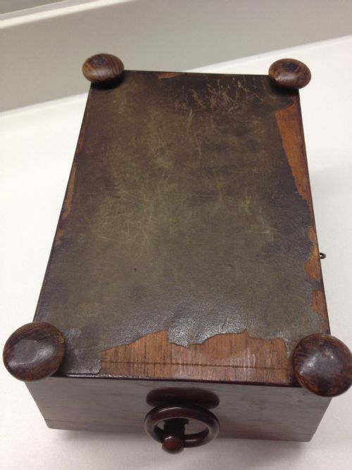 REGENCY ROSEWOOD INLAID MOTHER OF PEARL TEA CADDY View X