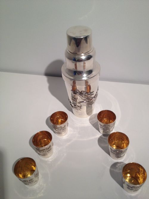 Fantastic Chinese Silver Drinks Set by Wan Hing