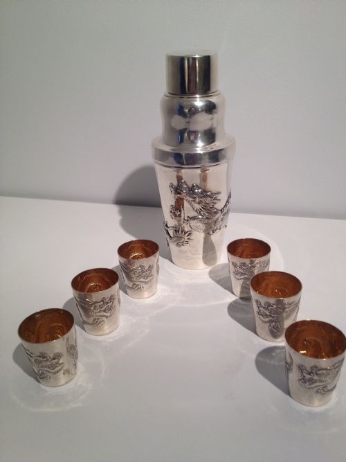 FANTASTIC CHINESE SILVER DRINKS SET BY WAN HING View III