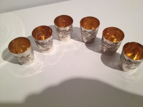 FANTASTIC CHINESE SILVER DRINKS SET BY WAN HING View X