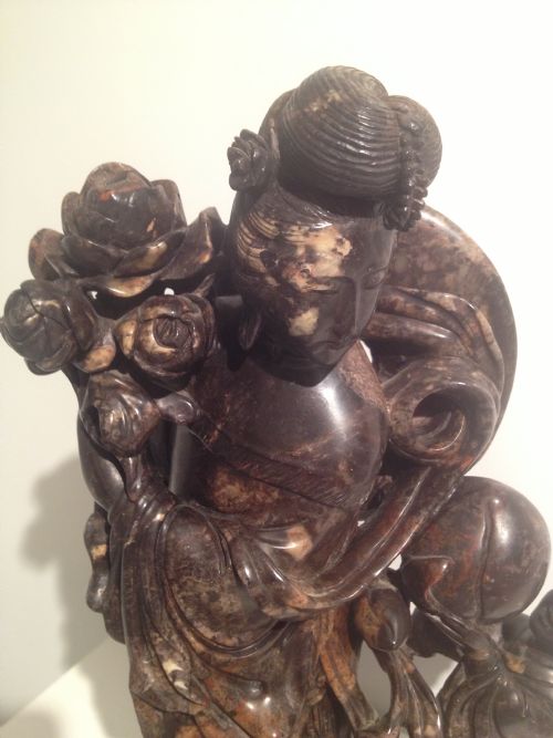 fig 1. LARGE 18TH CENTURY CHINESE STONE SIGNED FIGURE OF GUANYIN