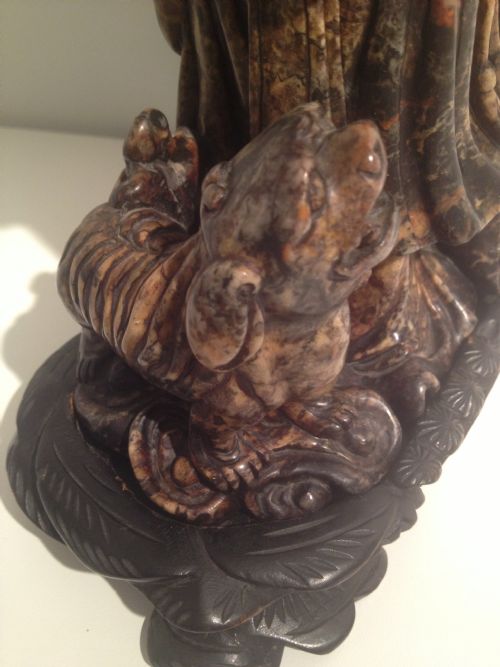 LARGE 18TH CENTURY CHINESE STONE SIGNED FIGURE OF GUANYIN View IV