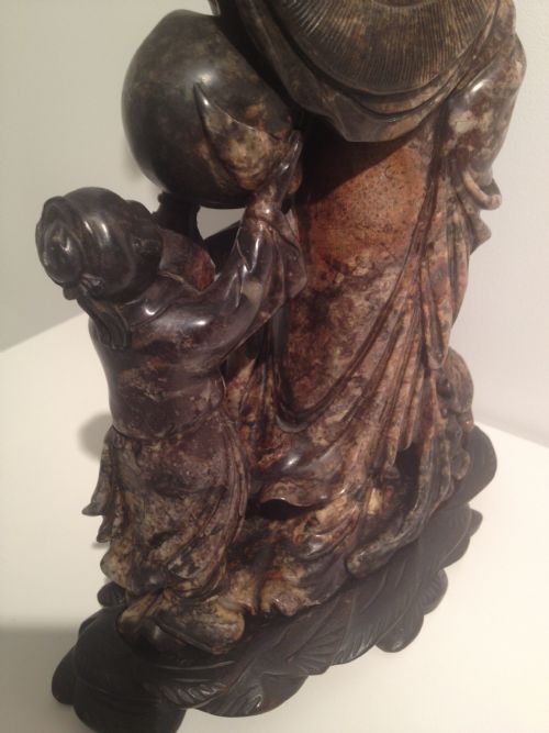 LARGE 18TH CENTURY CHINESE STONE SIGNED FIGURE OF GUANYIN View VII