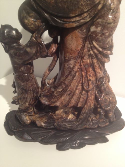 LARGE 18TH CENTURY CHINESE STONE SIGNED FIGURE OF GUANYIN View VI
