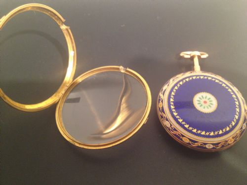 GOLD AND ENAMEL POCKET WATCH 