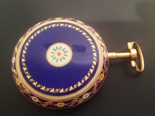 GOLD AND ENAMEL POCKET WATCH 