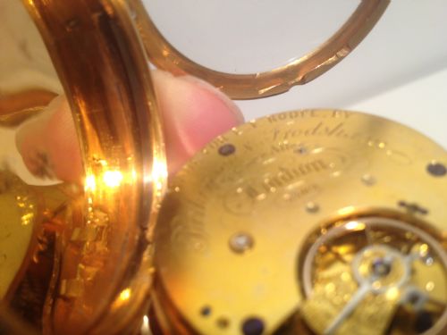 GOLD AND ENAMEL POCKET WATCH 
